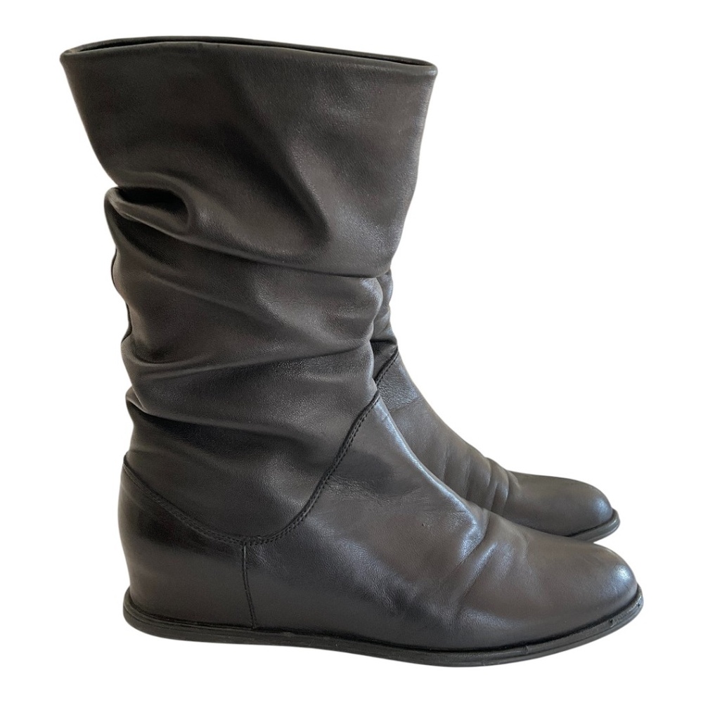 Stuart Weitzman Leather Slouch Wedge Boots
